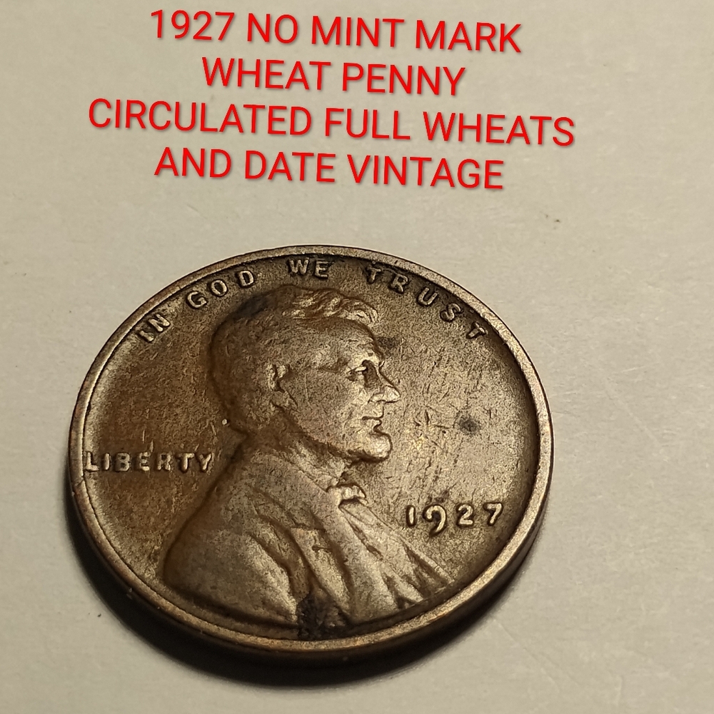 ✅❤️1927 Wheat Penny Coin VINTAGE COINS CIRCULATED Very OLD Full Wheat & Date